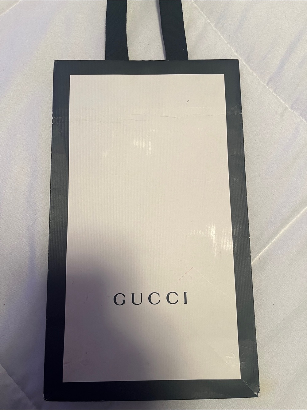 Gucci Black & White Branded Shopper Bag 11 1/2 x 7